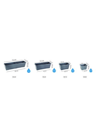 Tr V600 Villa Balkon Saksı Tabaklı 21cm, 2,75 Litre Yeşil Genel