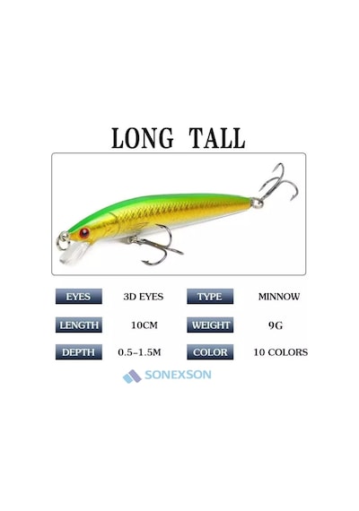 10 Adet 10cm 9gr Minnow Olta Yem Seti Rapala 1m Derinlik 10 Renk Karbon Çelik İğne