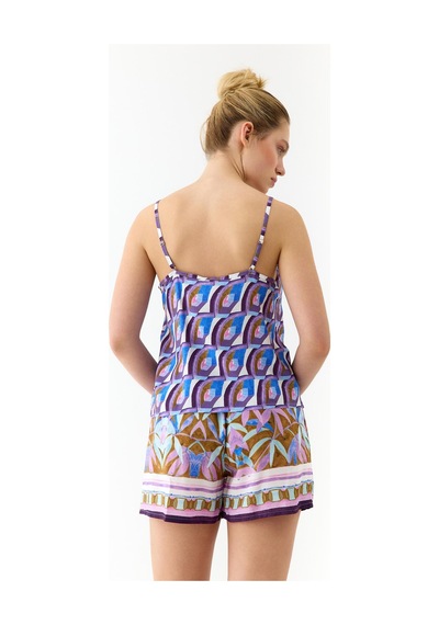 Amarelle Liberty Mor Desenli İnce Askılı, Şortlu Pijama Takımı