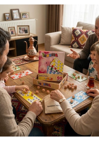 Eğlenceli Tombala 2-12 Kişilik 90 Adet Taşlı Tombala Eşleştirme Aile Kutu Oyunu Seti