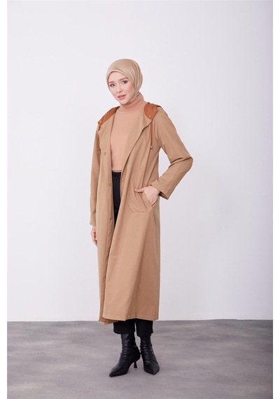 Armine Kol Ortası Çıtçıtlanan Pardesü 23k8512 Camel Kahverengi