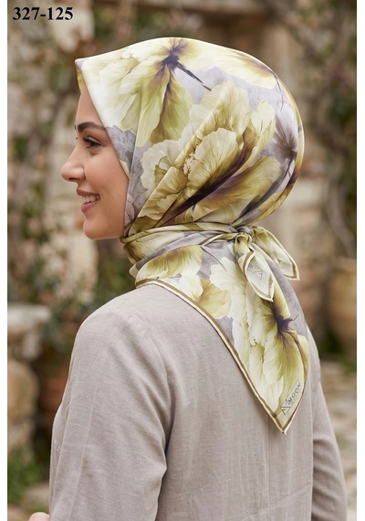 Moonscarfs Moonscarf Soft Pamuk Eşarp Gri - A. Yeşil 327-125 Çok Renkli