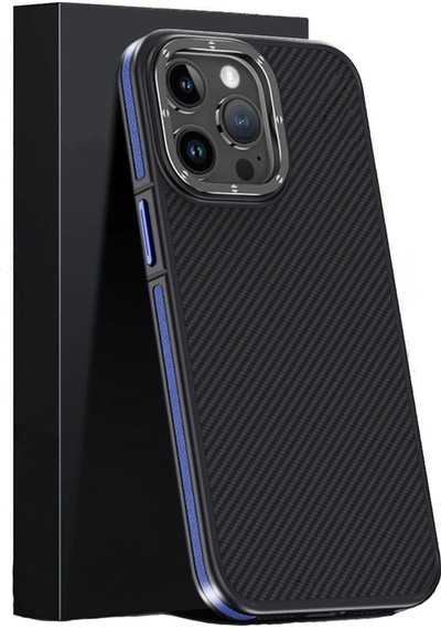 Cosmotex Joko İphone 15 Pro Kılıf Aramid 600d Kevlar Karbon Fiber Magsafe Kapak - Lacivert