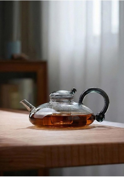 Kinu Füme Borosilikat Cam Demlik - 650 Ml, Oval Füme
