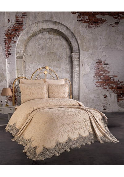 Anna Karina Home Consept Isabella 3 Parça Pike Takımı / Pique Set Cappuccino