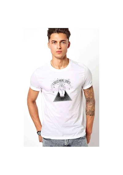 I Need More Space Baskılı Beyaz Erkek Tshirt