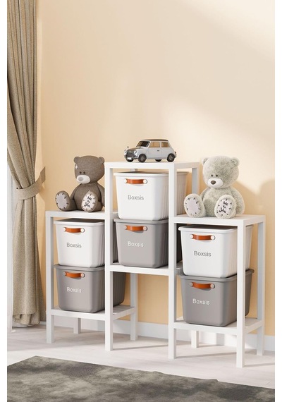 6 Katlı Plastik Raf Ünitesi, Beyaz, 150x38x29 Cm, Kitaplık, Banyo, Mutfak Rafı Mtfks-om-1108-6lı