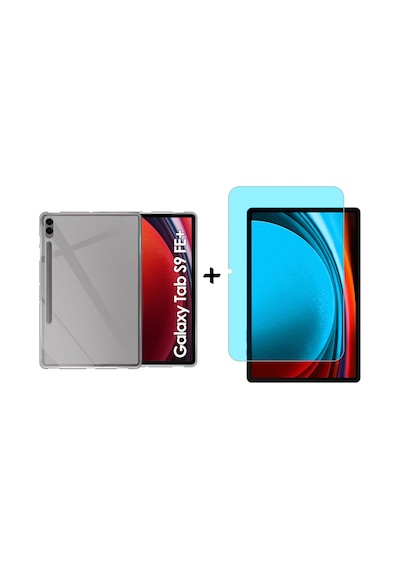 Forzacase Samsung Galaxy Uyumlu Tab S9 Fe Plus 12.4 İçin Silikon Kılıf + Nano Esnek Ekran Koruyucu Fc013 Şeffaf