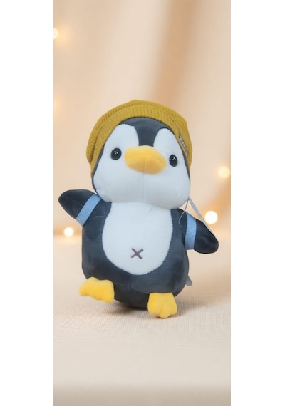 Lucky Şanslı Penguen Bereli Sırt Çantalı Peluş Oyuncak 02 - Çok Renkli