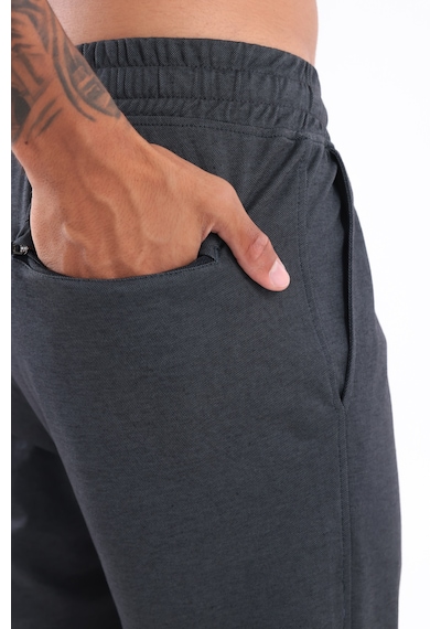 Rowinger Premium Merserize Örme Kumaş Lastikli Paça Erkek Pantolon Eşofman Altı Siyah