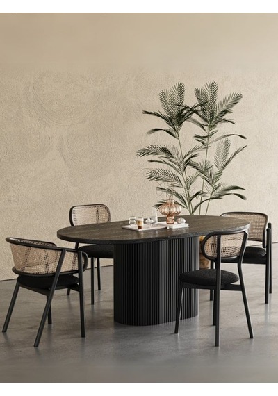 Apolena Oval Ahşap Bohem Yemek Masası 80x160 Siyah Apolena Oval Ahşap Bohem Yemek Masası 80x160 Siyah