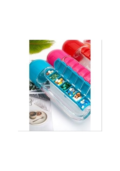 Kutulu Matara Suluk 600ml 7 Günlük Hap Kutusu Organizer Spor Sızdırmaz Su Şişesi 50 x 22