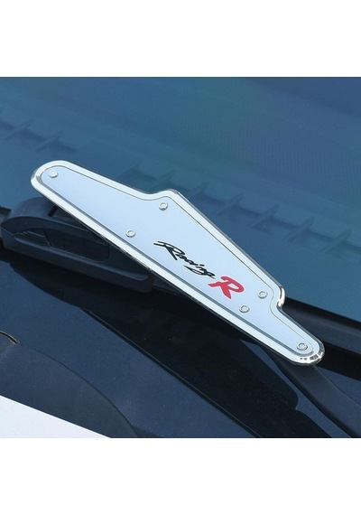 Silecek Rüzgarlığı Racing R Yazılı Üniversal Sportif Sessiz Aerodinamik Tasarım Gri Silver Krom Renk 1 Takım