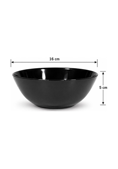 Zelıe Çok Amaçlı 6 Lı Siyah Cam Kasesi 16 Cm