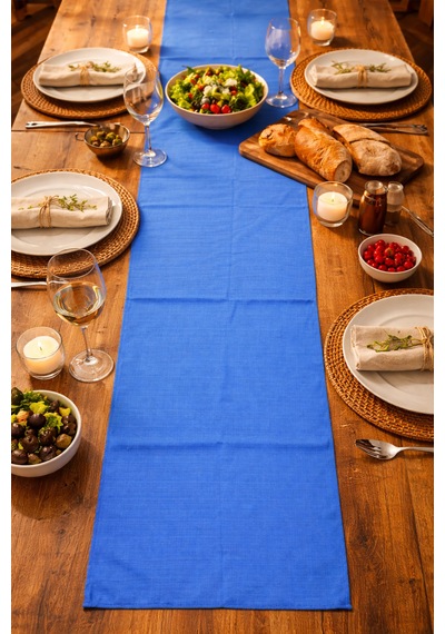 Dekoratif Bohem Runner - Yemek Masası Ve Salon Konsol Örtüsü 50x150 Cm Göl Mavisi