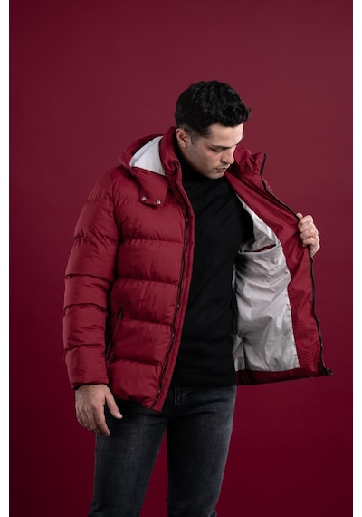 Slimfit Kapşonlu Astarlı Erkek Şişme Puffer Mont 001