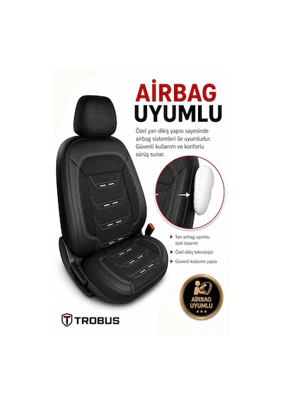 Renault Megane E-tech 2022+ Uyumlu Prestige Line Keten Serisi Siyah Beyaz Koltuk Kılıfı