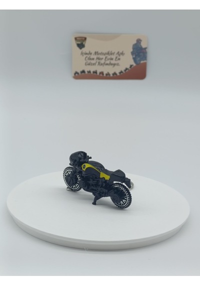 Scrambler Motosiklet Metal Anahtarlık Siyah - Diecast Cafe Racer Motor Figürü
