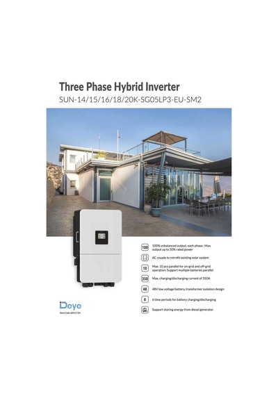 Deye 20kw Hibrit Trifaze Inverter 48v