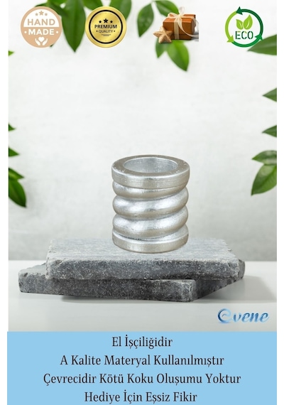 Mumluk Şamdan Tealight Ve İnce Mum Uyumlu Spiral Model - Gümüş