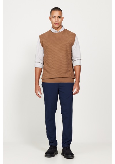 AC&Co / Altınyıldız Classics Erkek Vızon Standart Fit Normal Kesim Bisiklet Yaka Süveter Vizon