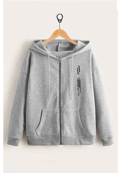 Altamira Unisex Dikey Baskılı Ince Mevsimlik Kapşonlu Oversize Hırka 001