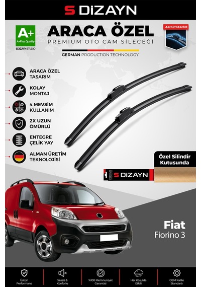 S-dizayn Fiat Fiorino Ön Cam Silecek Seti 2008 Üzeri Premium Araca Özel 65-48 Cm A+ Kalite