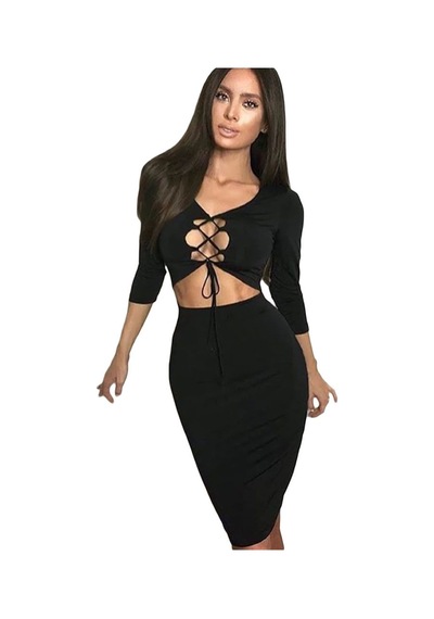 Ön Kısmı Bağcıklı Tek Parça Elbise - Vbah-866023 Çok Renkli