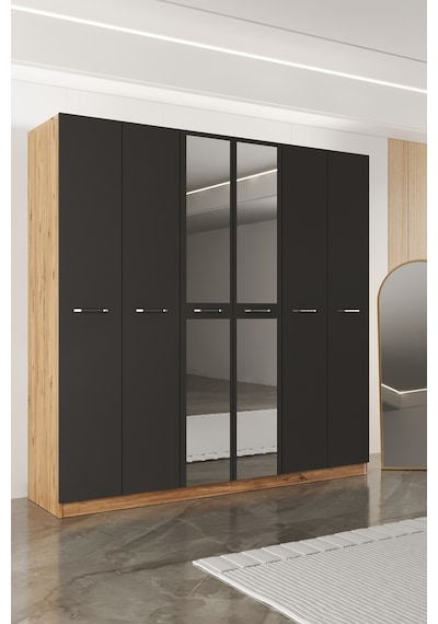 Aeka Ae-2191 Hisar Aynalı 6 Kapaklı Çok Bölmeli Askılı Ve Raflı Geniş Hacimli Gardırop 210x210 Cm Atlantik Çam - Antrasit Aeka Ae-2191 Hisar Aynalı 6 Kapaklı Çok Bölmeli Askılı Ve Raflı Geniş Hacimli Gardırop 210x210 Cm Atlantik Çam - Antrasit
