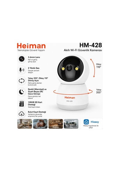 Hm-428 Wifi Gece Görüşlü Speed Dome Ip Ptz Akıllı Bebek Bakıcı Ka