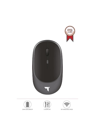 Torima Tm-16 Gri Kablosuz Çift Modlu Sessiz Mouse Fare 001