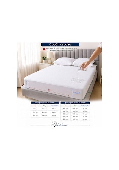 Vionel Home%100 Pamuk, Full Kenar Fitted Sıvı Geçirmez,tek, Çift Kişilik Bebek Yatak Koruyucu Çarşaf Alez 90x190