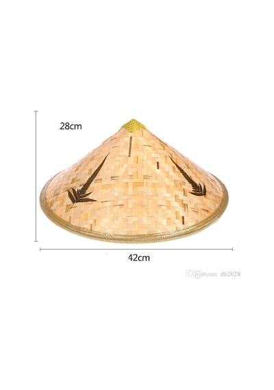 Naturel Renk Cambodia Kamboçyalı Vietnam Şapkası Pvc  Hasır