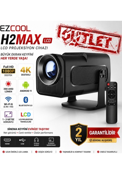 Ezcool H2 Max 390 Ansı-lümen Fullhd Android 11 Akıllı Projeksiyon Cihazı