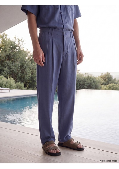 Lcw Vision Mavi Relax Fit Erkek Pileli Pantolon