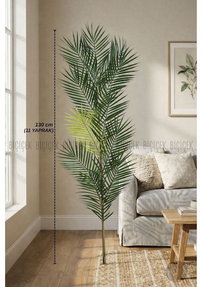 Biçiçek Yedek Areka Dalı 130cm 11 Yaprak Ve 2kg Dekorati̇f Taş