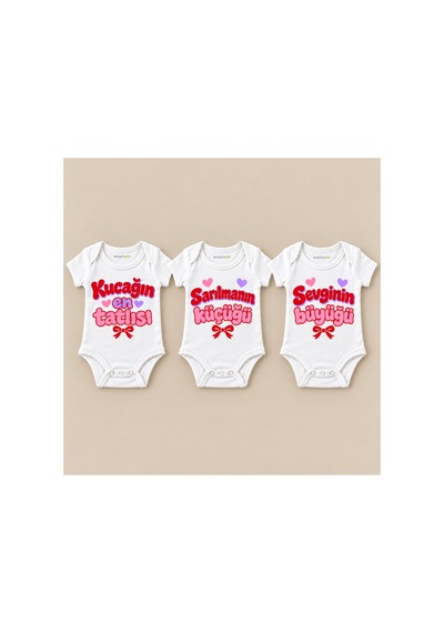 Babylimon Kucak Zamanı Üçlü Beyaz Kısa Kollu Bebek Zıbın Seti Beyaz - 930083808 Beyaz