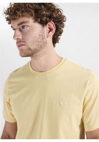 Dockers Sarı Erkek Slim Fit Logo Baskılı %100 Pamuk T-shirt A3143-30 Bej