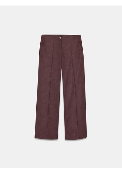 Dilvin 72252 Dikiş Detaylı Süet Görünümlü Pantolon-bordo Bordo