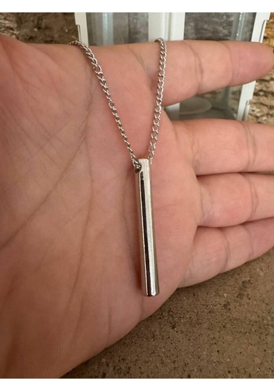 Silindir Çubuk Figürlü Unisex Kolye 60 Cm Zincirli Minimal Ve Modern Tasarım Çok renkli