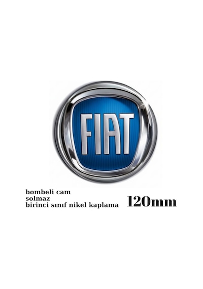 Fiat Logo Panjur Arması Nikel Yuvarlak Büyük Boy 12cm Mavi ZUM