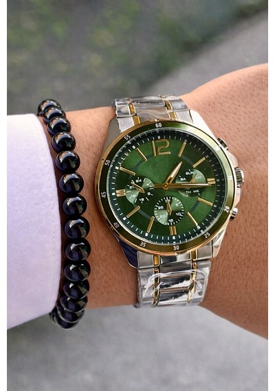 Premium Lüks Exclusive Tasarım Özel Üretim Metal Kordon Erkek Kol Saati-bileklik Hediyeli Haki
