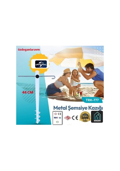 Tr Özdoğanlar Metal Şemsiye Kazığı, 48 Cm, Beyaz Genel