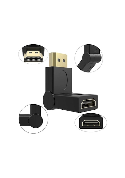 Hdmi Uzatma - Hdmi 90 180 270 Derece Dirsek Oynar Başlıklı Dişi Erkek 4k 3d