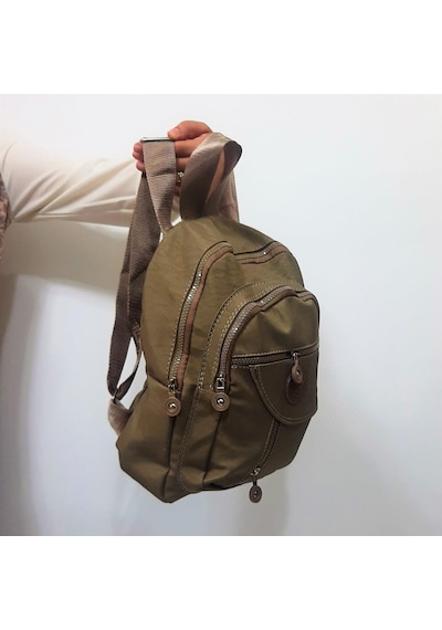 Fiyra S1 Camel Renk Krinkıl Kumaş Dört Bölmeli Bayan Sırt Çantası 001