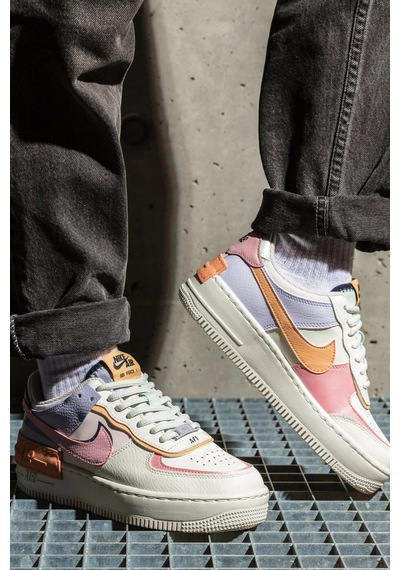 Nike Air Force 1 Shadow Phantom Yürüyüş Ayakkabısı Beyaz Pembe Swoosh Krem