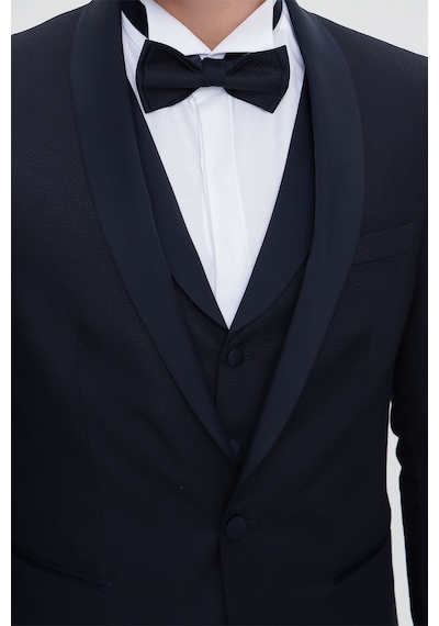 Morven Erkek Lacivert Santorin Ceremonia Jakarlı Slim Fit Dar Ke Lacivert