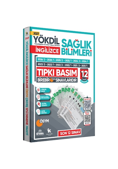 2027 YÖKDİL İngilizce SAĞLIK BİLİMLERİ ÖSYM Çıkmış Soru Tıpkı Basım Paket Deneme 12li Türkiye Geneli