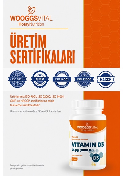 D3 Vitamin 1000 Iu 25 Μg Takviye Edici Gıda - 60 Tablet