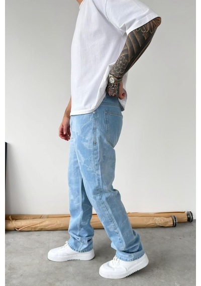 Buz Mavi Angel Baskılı Premium Baggy Pantolon Buz Mavi Angel Baskılı Premium Baggy Pantolon